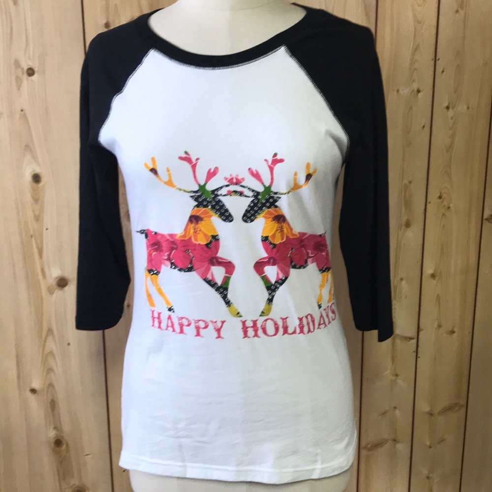 Bohemian Cowgirl Happy Holidays baseball tee/top